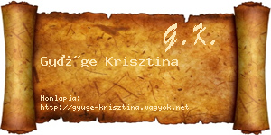 Gyüge Krisztina névjegykártya